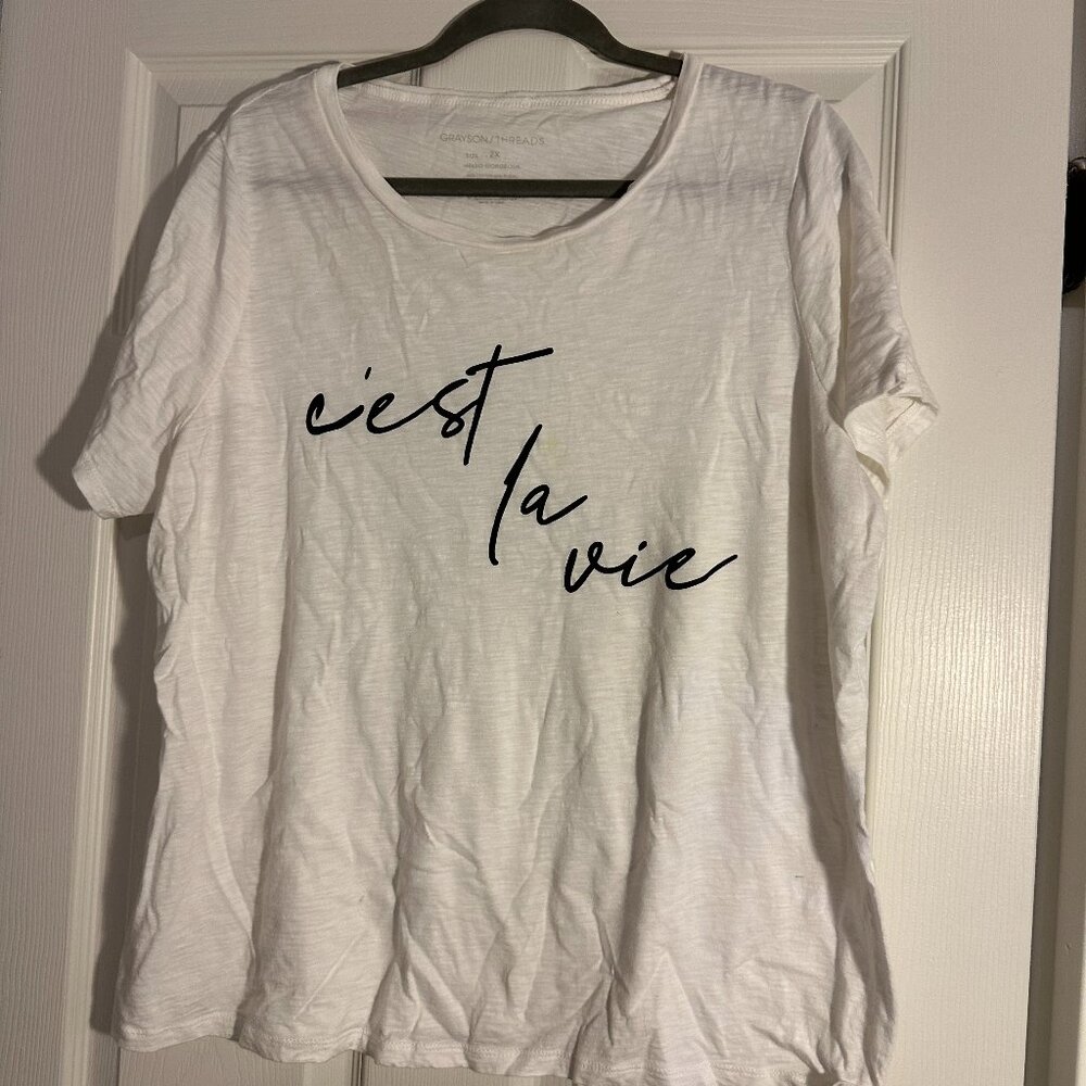 Grayson/Threads Cest La Vie White TShirt Plus Size 2x